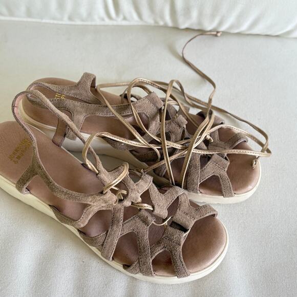 Johnston & Murphy Strappy Sandals 7 Tan Beige Platform 90s Y2K - Picture 6 of 7